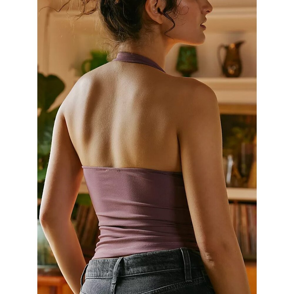 🎉LAST CHANCE🎉 FREE PEOPLE Have It All Halter Top / Tulipwood - Picture 7 of 9